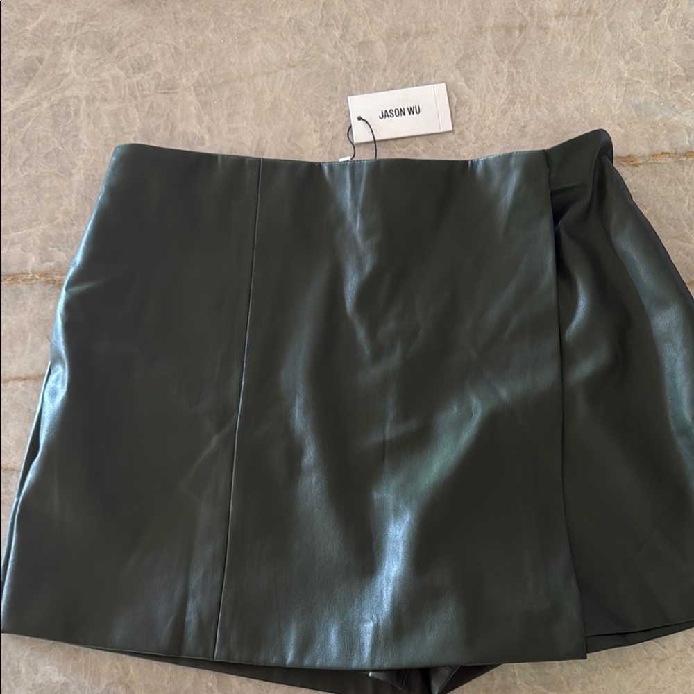 Jason Wu Forest leather-look Green Skort size L